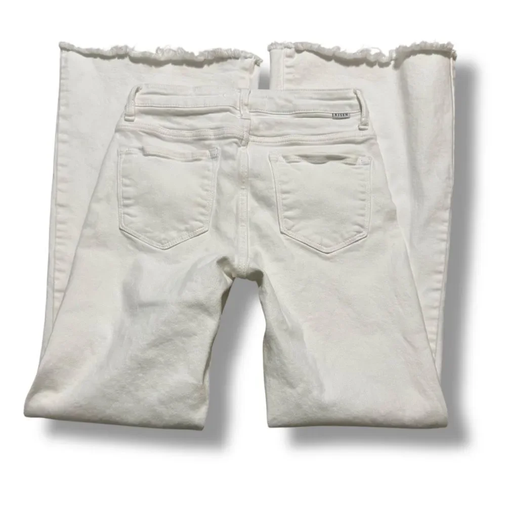 Risen White Flare Jeans High Rise 28 Retro Denim Model Off Duty Western